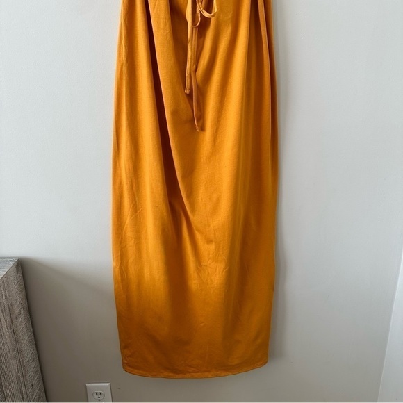 Zara-cotton Turmeric Yellow Tube Midi Dress - Picture 4 of 9